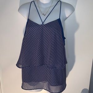 Annie 50 boutique flowy ruffle top small blue